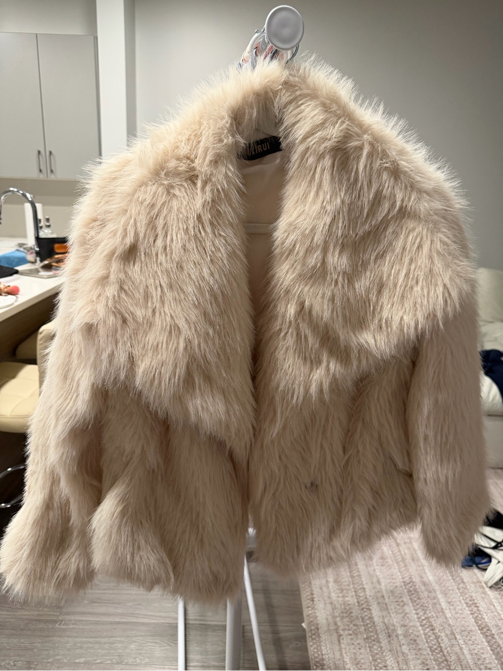 Faux Fur Jacket - Cream Short Coat